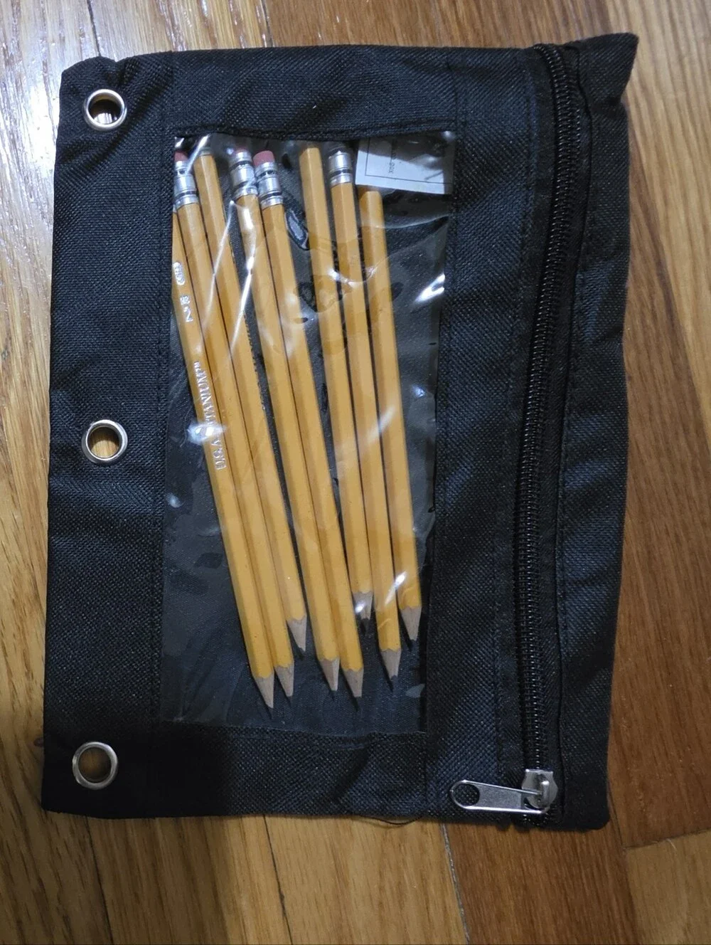 Set of Classic Yellow Woodcase Pencils in Black Canvas Holder